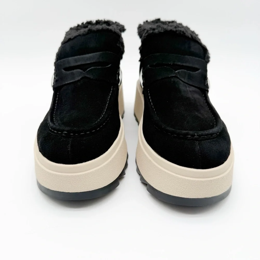 Ash Magic Moc Platform Lug Sole Ankle Boot Suede Shearling Black EU41 US 11 NEW
